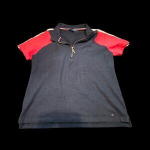 Tommy Hilfiger Women’s Polo Shirt XL – Navy Red Colorblock Zip Neck